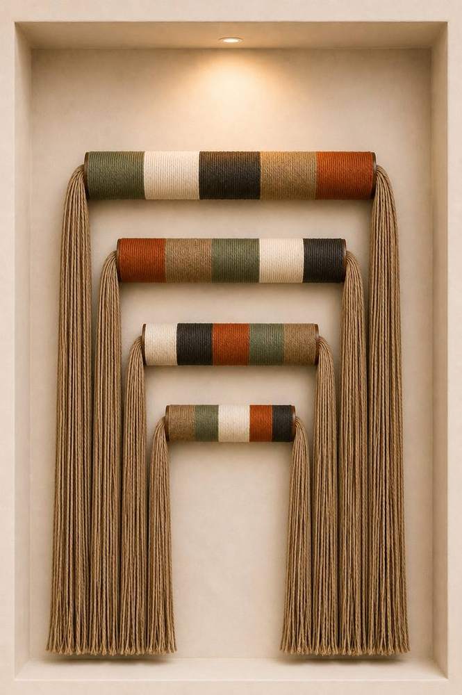 Barras envueltas en colores con flecos de yute