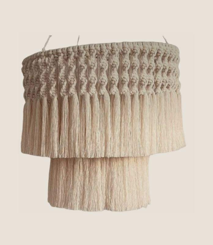 Lámpara de macramé en algodón crudo