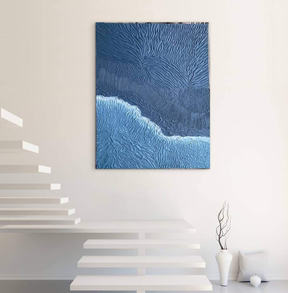 Cuadro de textura en relieve azul
